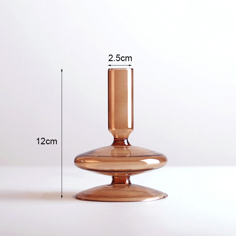 Portavelas de cristal para decoración de boda, candelabro de Color hecho a mano, florero, centro de mesa, decoración nórdica Vintage para el hogar: Gris claro