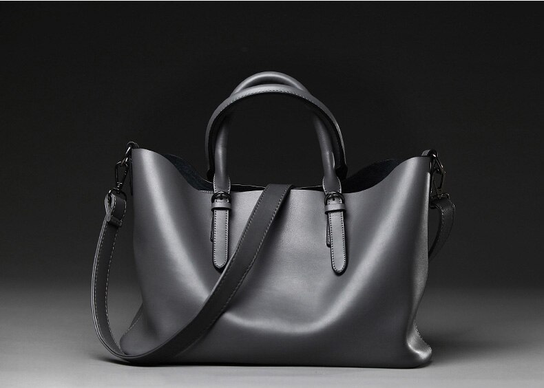 Bolso Mujer Negro Hobos Women Bag Ladies Brand Leather Handbags Spring Casual Tote Bag Big Shoulder Bags For Woman: Gray