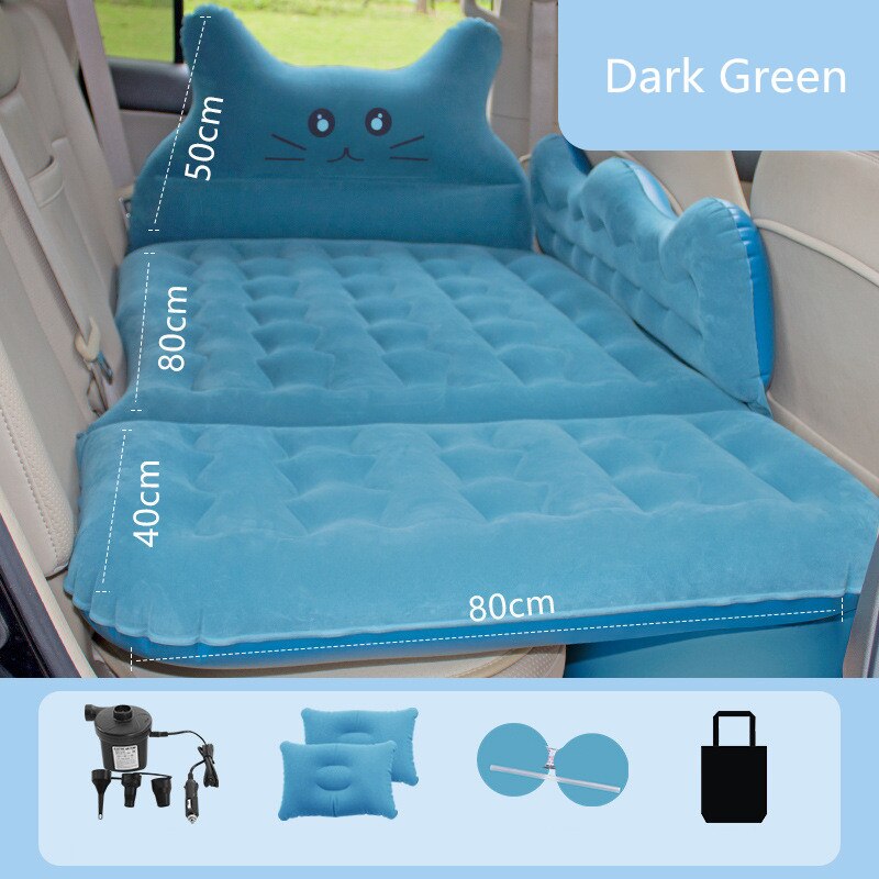 Cama inflable de 67x31 pulgadas para coche, alfombrillas para dormir en la parte trasera, colchón para dormir, asiento trasero de coche, cama de viaje: Verde