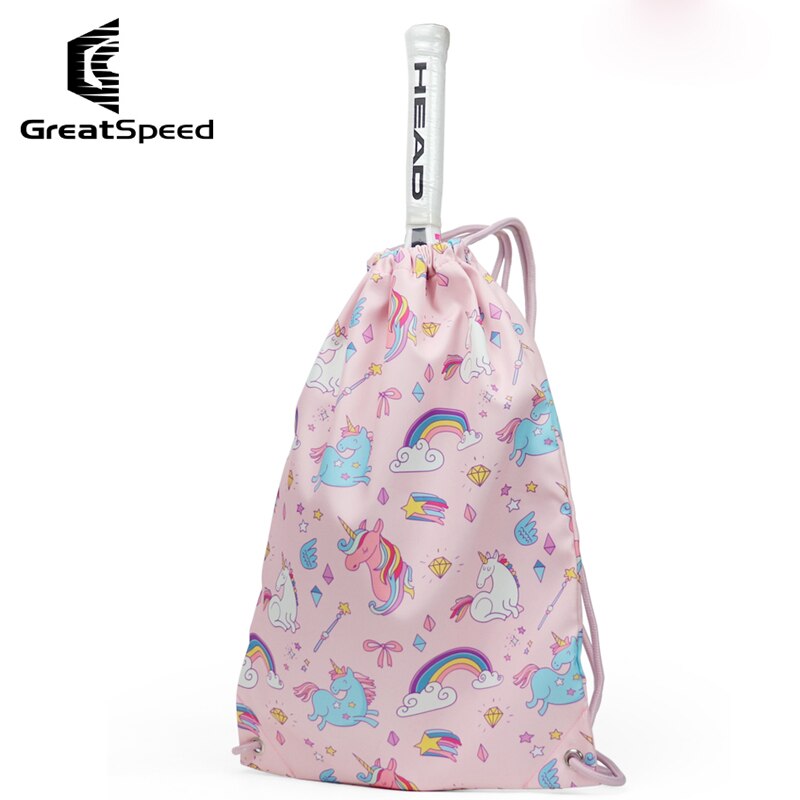 Mochila de gran velocidad para niños, bolsa para raqueta de tenis, bádminton, baloncesto al aire libre, bolsa para guardar 2 raquetas: Rosa