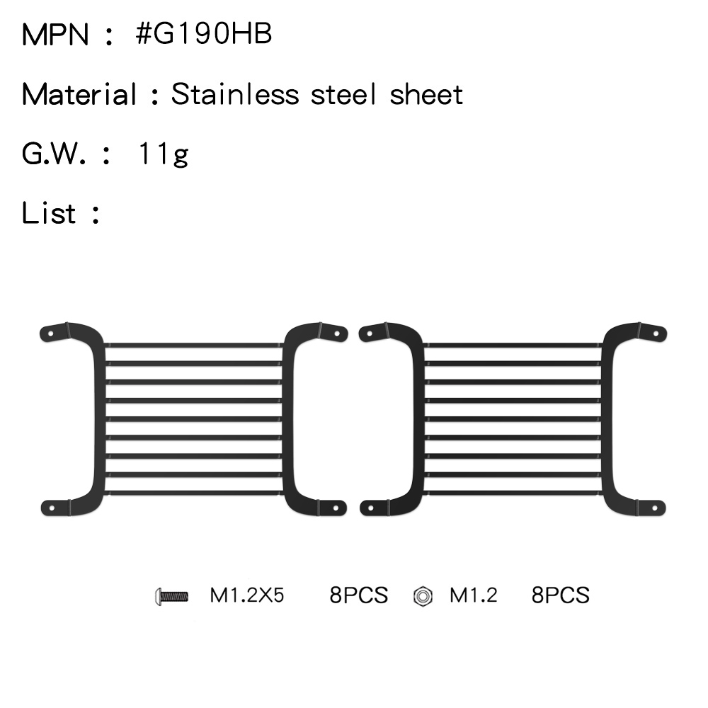 GRC 1/8 Edelstahl Front Lampenschirm Schutznetz Scheinwerfer Metallgitter für H8H Defender Upgrade Option Teile # G190HS/HB: YELLOW