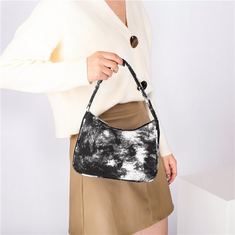 Canvas Tote Portemonnees En Handtassen Voor Vrouwen Tas Meisjes Vrouwelijke Shoppers Casual Chinese Stijl Inkt Rendering Portefeuilles