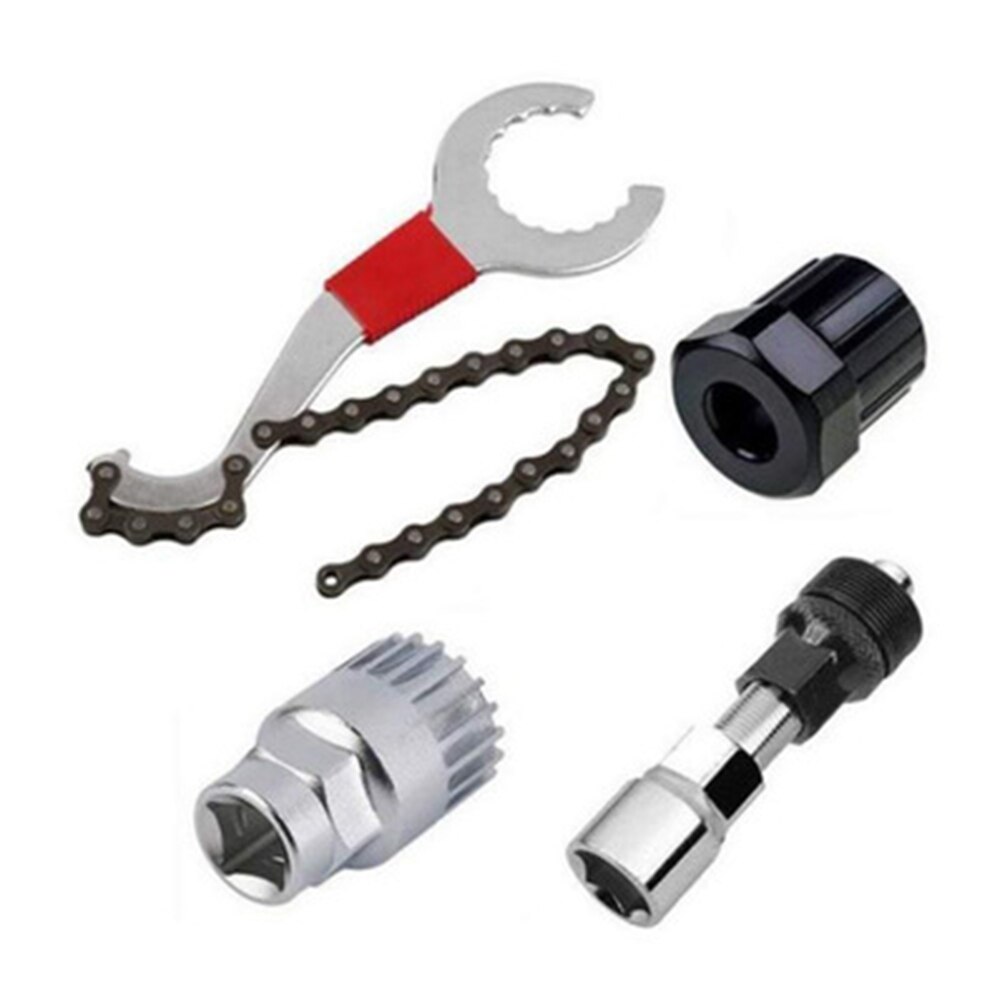 Cykelreparationsværktøjssæt mountainbike kædeskærer kædeledning / beslagfjerner / frihjulfjerner / crank puller remover værktøjer: 4 stk