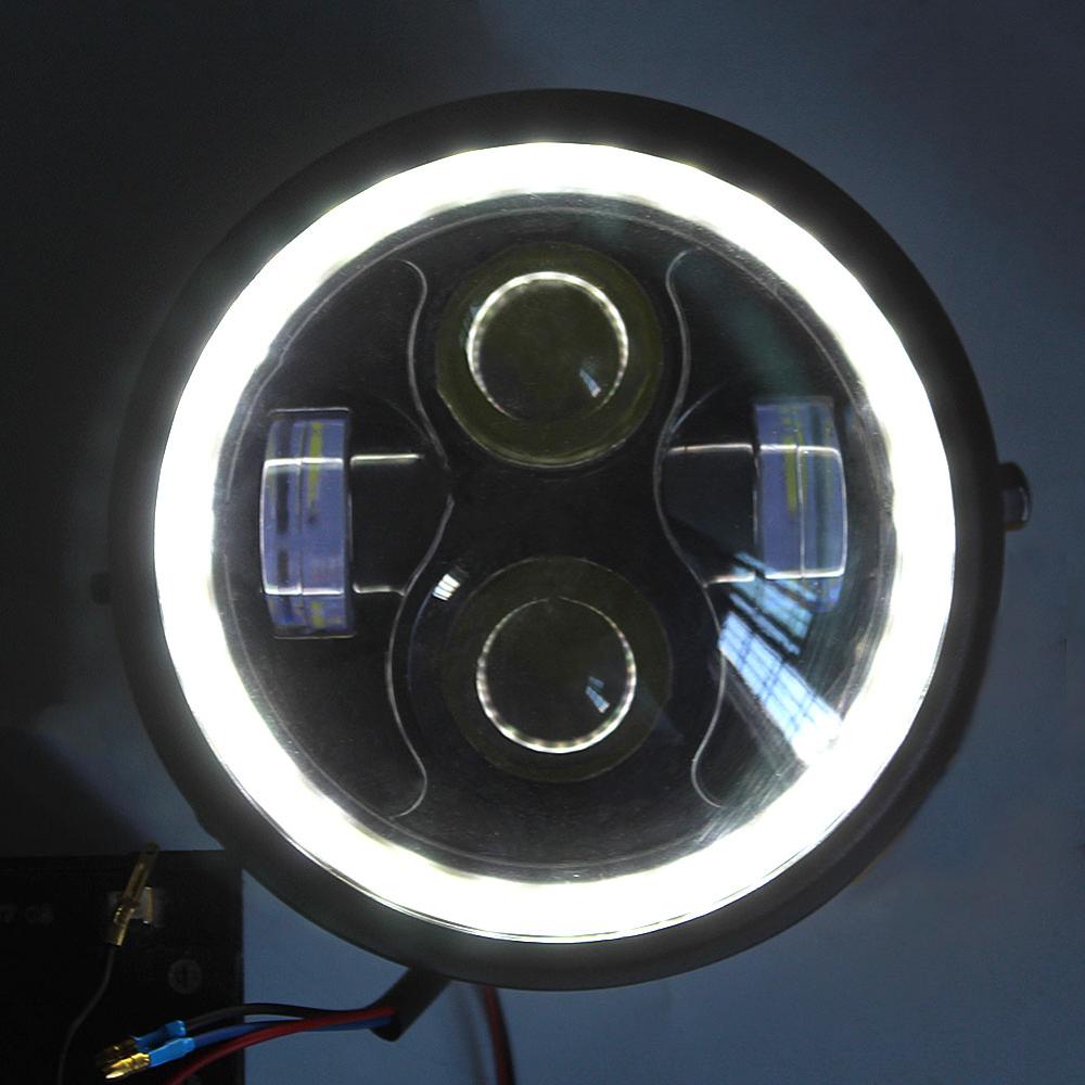 Faro LED para motocicleta Harley Sportster Cafe Racer Bobber Iron 883 de 6,5 pulgadas, faro delantero DRL con anillo de Ángel
