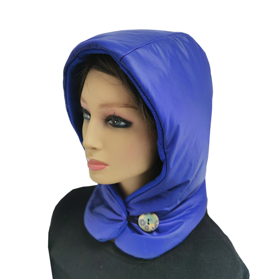 Ultralet udendørs dunhat kvinder vandtæt let vinter pufhals varm vindtæt hætte øredækkende hætte: Blå