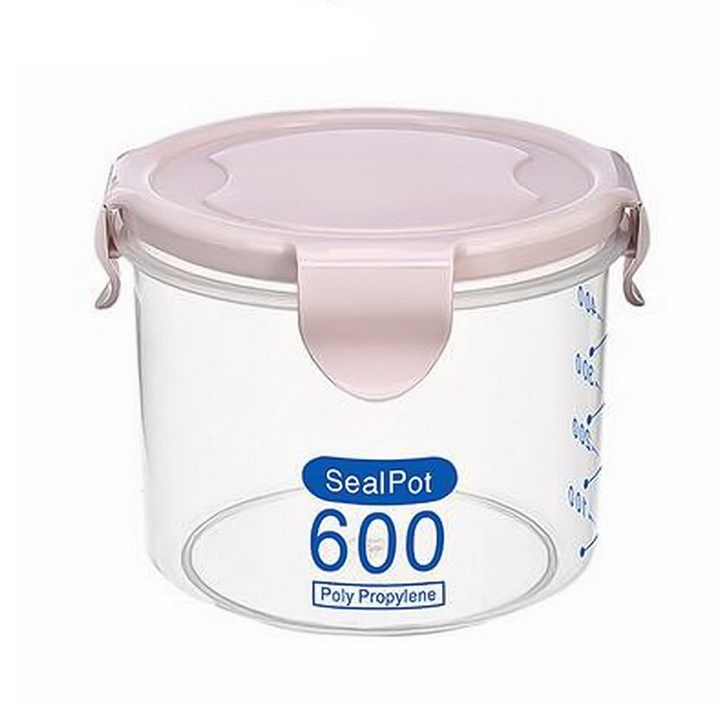 Hoomall 4L Cereal Dispenser Cereal Storage Containers Square Plastic Storage Tanks Kitchen Food Preservation Container: 600ml pink