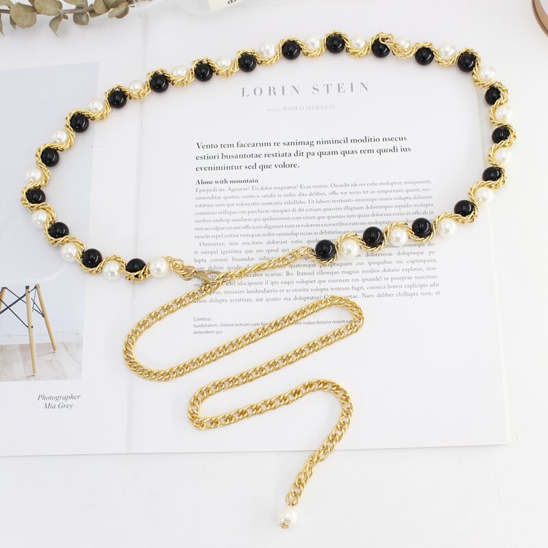 2022 hanfu belt women simulated pearl belts alloy chain belts waistband women dresses clothing female accessories