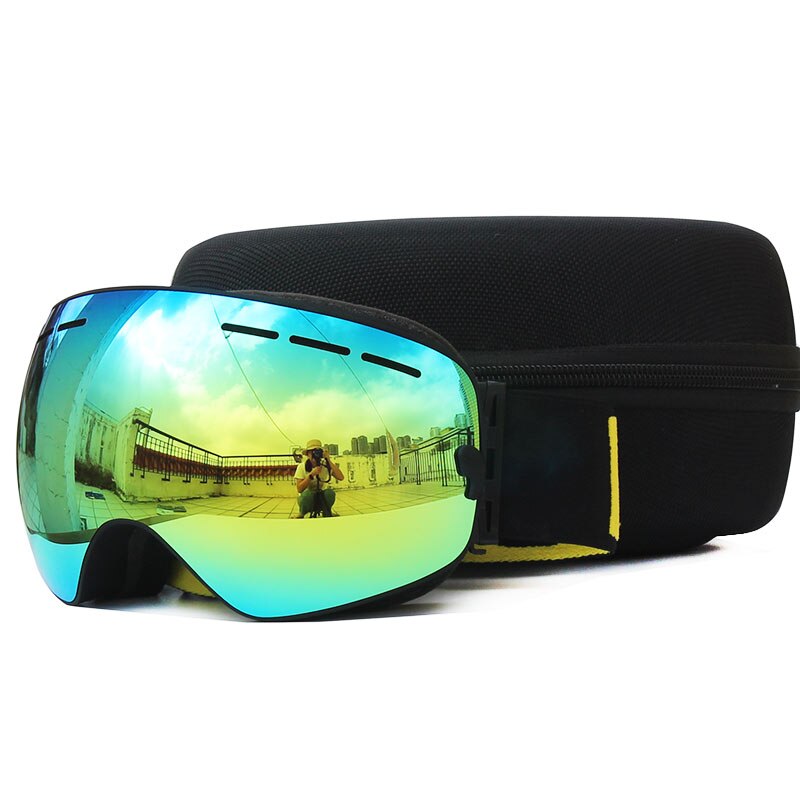 Benice double Layers UV anti-fog lens Men ski goggles big spherical skiing snowboarding snow glasses Eyewear 3100 Set case