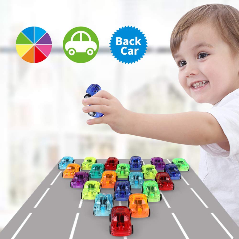 48 Pack Color Transparent Pull Back Toy Car, Kids Birthday Party (Random Color)