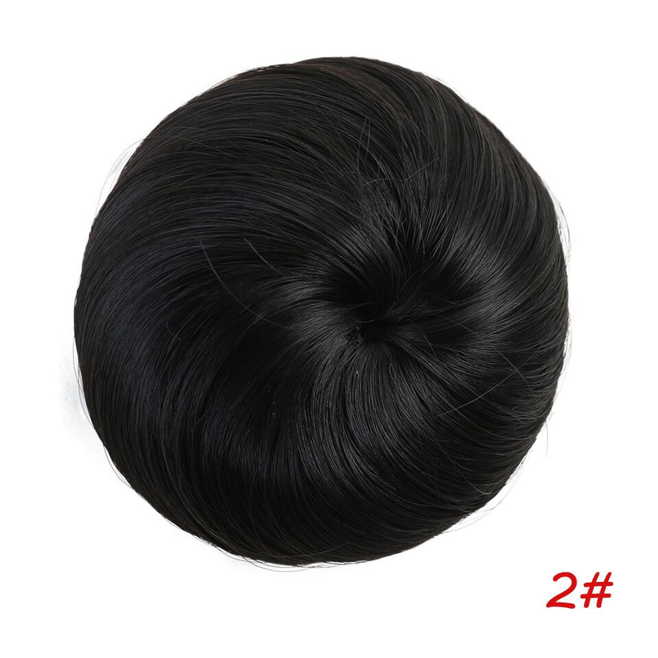 MEIFAN Synthetic Rubber Band Drawstring Hair Bun Straight Short Hair Buns Dount Chignon Updo Cover Ponytail Extensions: 2