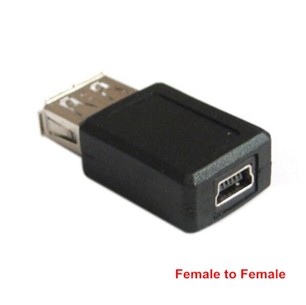 USB 2.0 A Type Male to Mini USB 5pin Female & USB Female to 5pin Female Extension Adapter Black