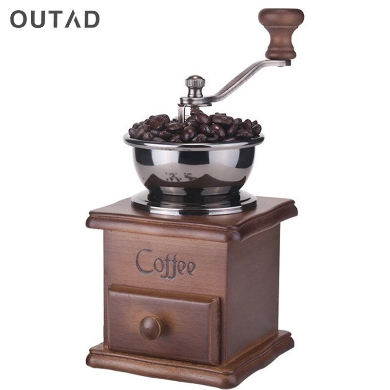 Hout Handkoffiemolen Hand Koffiebonen Slijpmachine, Hand Koffie Braam Molen Handleiding Bean Grinder Cafe Koffie Machine