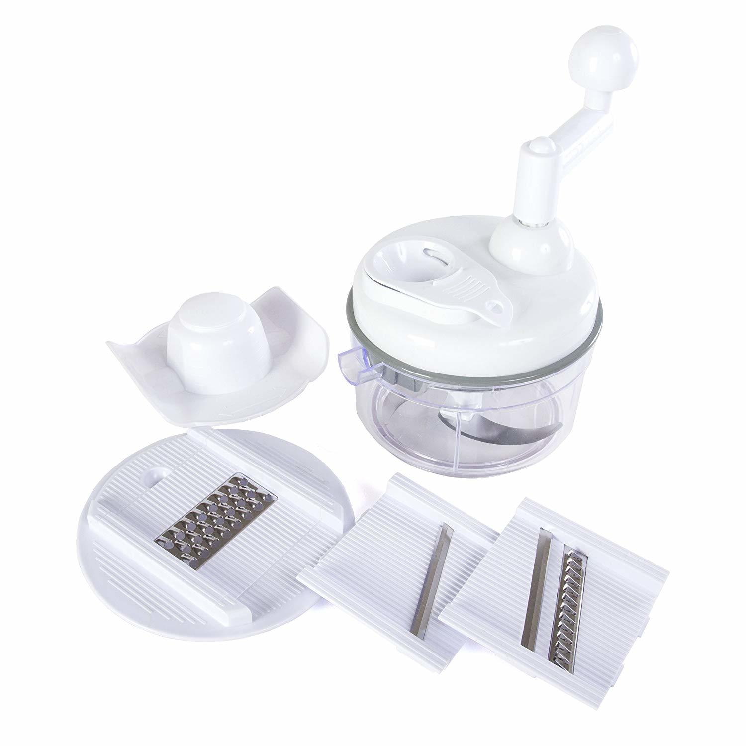 Manual Food Chopper 4 in1 Miracle Chopper Salsa Maker Blender Slicer Shredder and Julienne – As Seen on TV Manual Food Processor