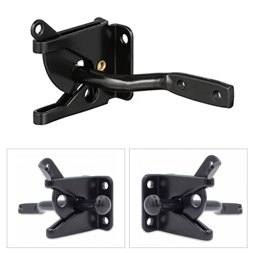 Carbon Steel With Screws Lever Lock Hardware Stopper Black For Doors Outdoor Fence Home Bolt Hinge Pin Heavy Duty Easy Install