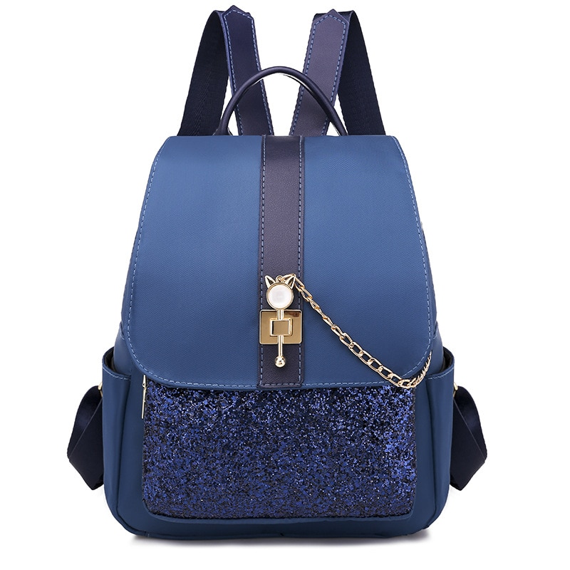 Pailletten Rucksack Frauen Mädchen Schule Rucksack Teenager Mädchen Vielseitig Große Kapazität Tasche Mochila Feminina: 9904 Blau