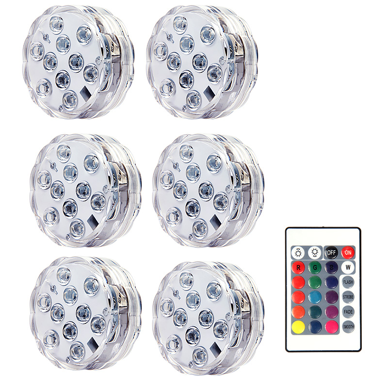 Lampe de Nuit Sous-marine à 10LED RGB SubSN, Luminaire à Piles, Idéal pour un Jardin, une Piscine, un Vase ou une ixde Mariage: blanc chaud