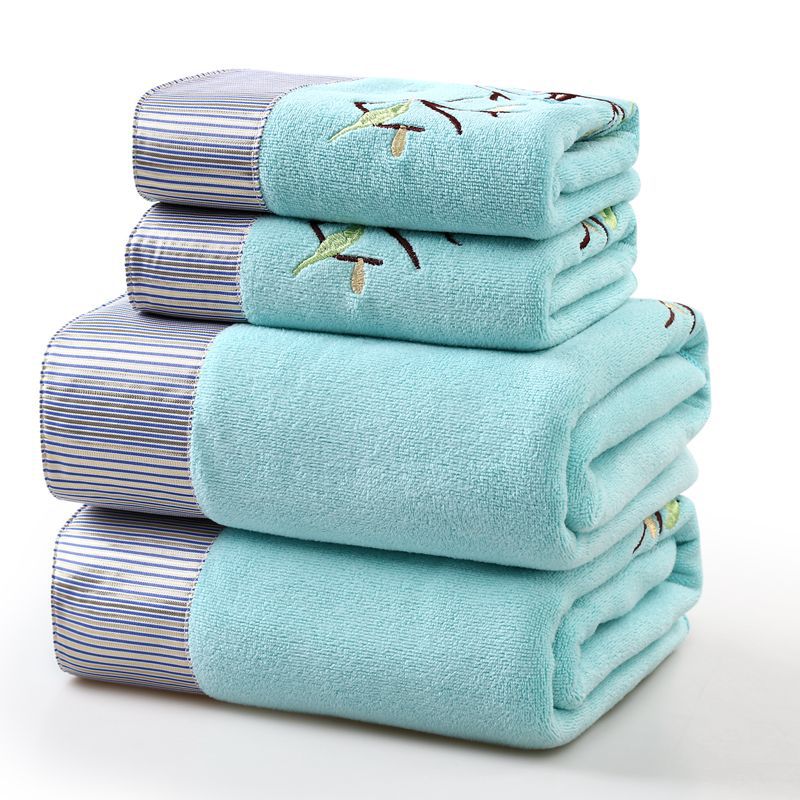 To-delt blødt håndklæde badehåndklæde sæt med mikrofiber broderet blonder, høj absorberingsevne, badeværelse.