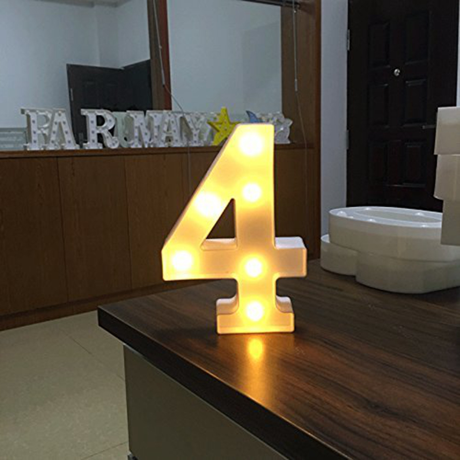 Number LED Night Lights Luminous Number Letter Lamp Light for Home Wedding Birthday Christmas Party Decoration Scene Props: WHITE