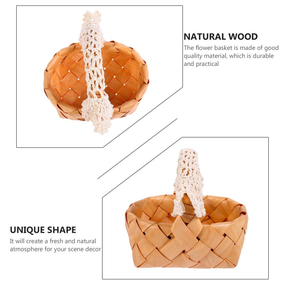 1pc Exquisite Flower Baskets Flower Arrangement Container Lace Handle Basket