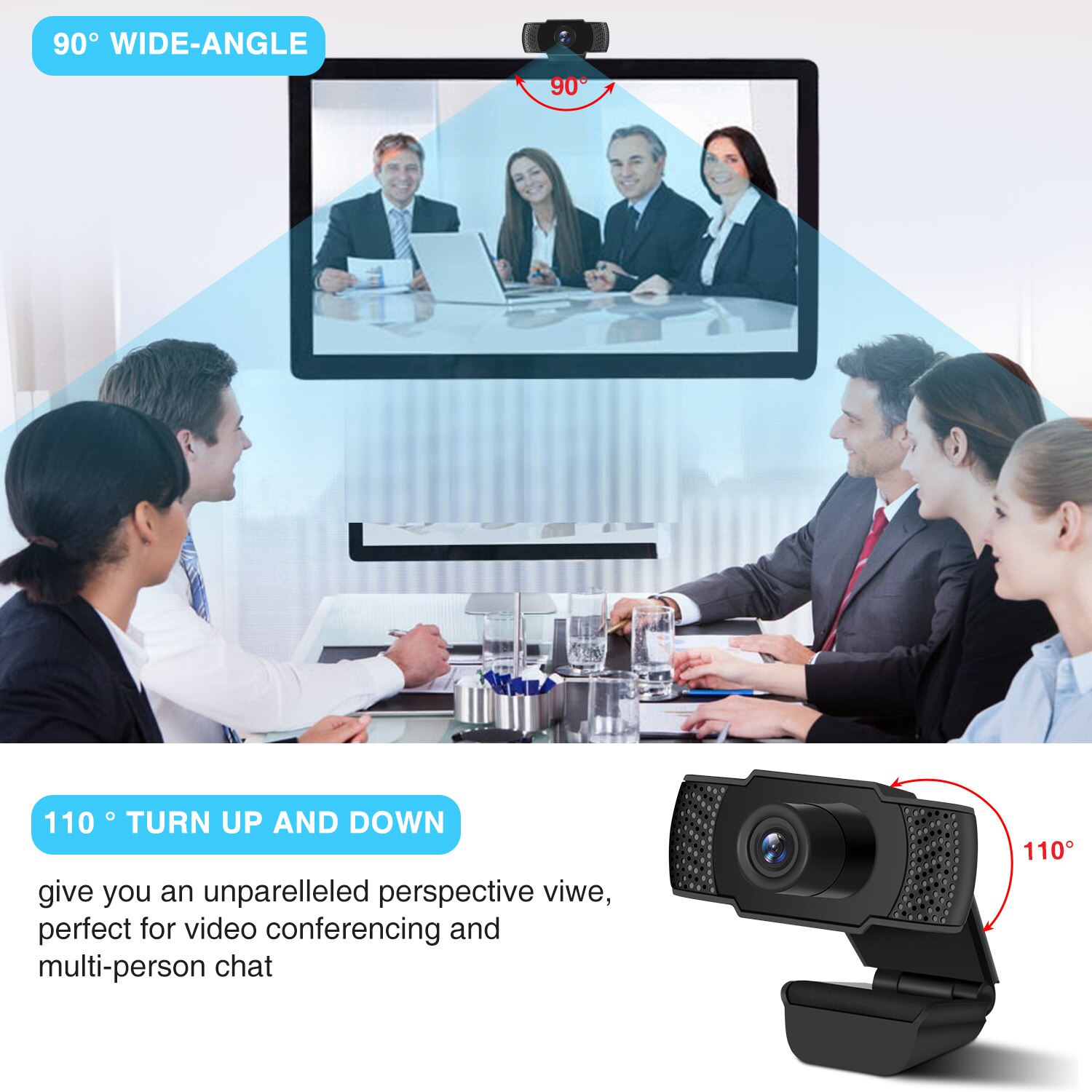 HD 1080P PC Networks USB Camera Built in Microphones for Laptops Desktops Computer D6