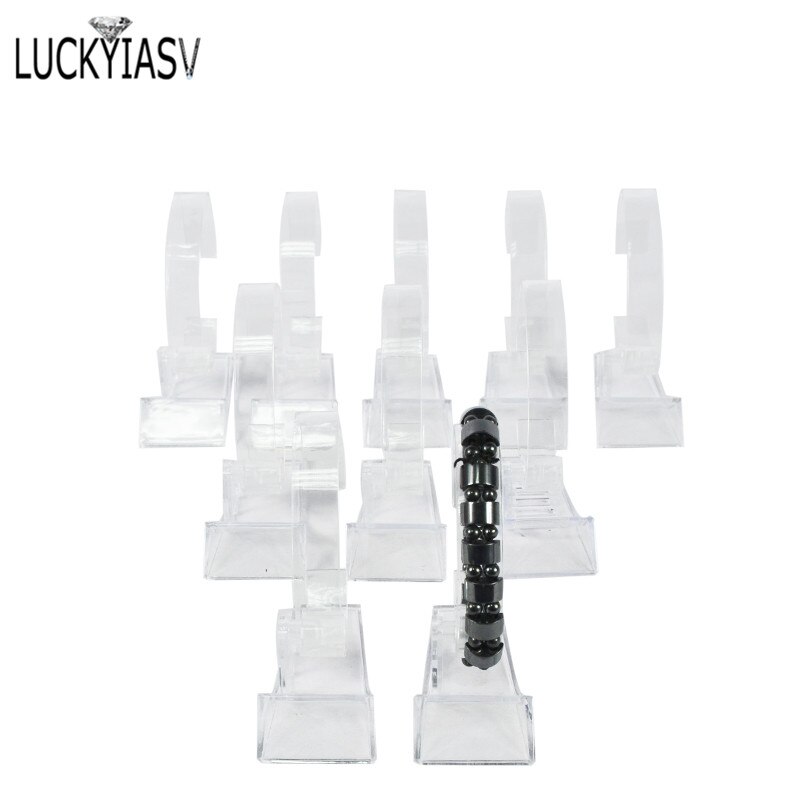 Alta Qualidade 10 pçs/lote Vitrine de Acrílico Transparente Assista Bracelet Bangle Display Stand Holder Rack