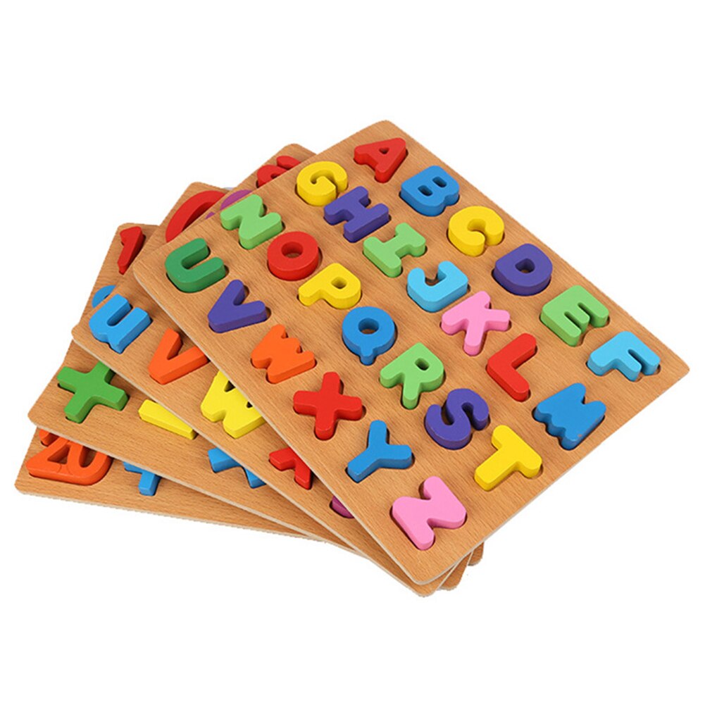 ABC Puzzle Digital Wooden Toys Early Learning Jigsaw Letter Alphabet Number Puzzle Preschool Educational Baby Toys for Children