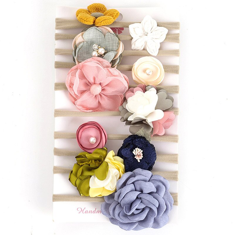 10 stücke Prinzessin Neugeborenen Mädchen Stirnband Blumen- Bowknot Elastische Baby Nylon Haar Zubehör einstellen Für freundlicher Fotografie Zubehör