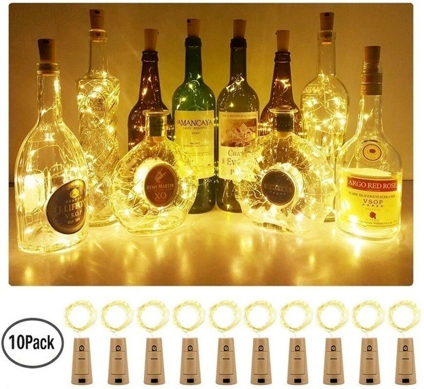 Wine bottle light 2m LED wine bottle cap cork with battery string lights indoor outdoor party wedding Christmas Halloween bar de