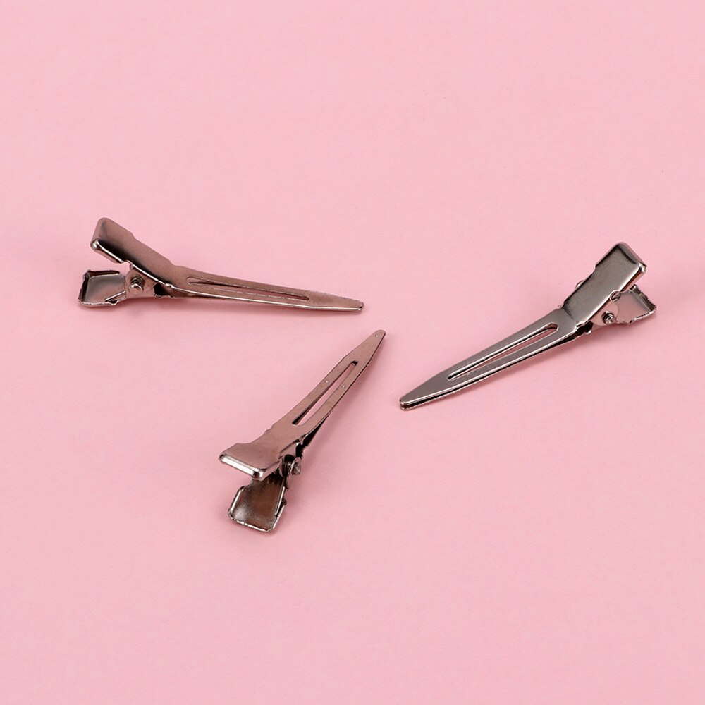50 Pcs Metal Silver Flat Base Duck Mouth Ultra-thin Hair Clips Hairdressing Hair Styling Cutting Partition Auxiliary Hair Clip