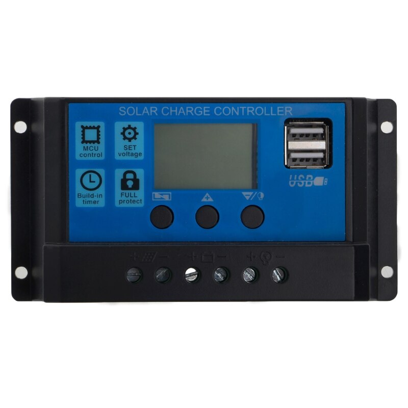 Pwm 10/20/30a dubbel usb solpanel batteriregulator laddregulator 12/24v lcd