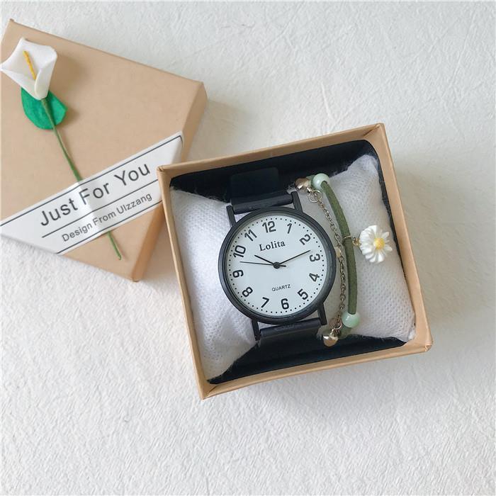 Ulzzang One – montre pour hommes et femmes, pour les collégiens, Simple, coréen, Ins rétro, Style université: White  large size