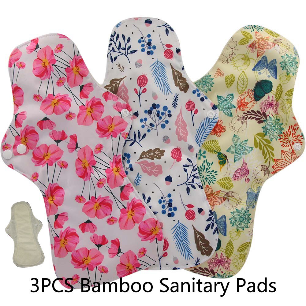 Compresas menstruales de carbón de bambú reutilizables, compresas sanitarias de flujo pesado, lavables, para uso nocturno, Extra grandes, 2 uds.