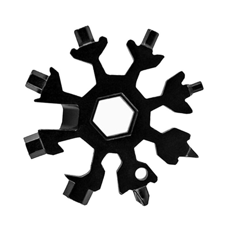 18-in-1 Snowflake Multi Tool Stainless Steel Snowflake Wrench: BK