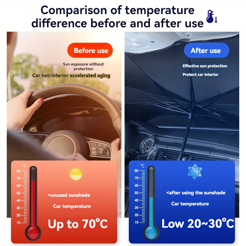 Paraguas de coche , cortina de sombra de bloque frontal, suministros especiales para interiores de coche, artefacto de protección solar completo, aislamiento térmico, 2024