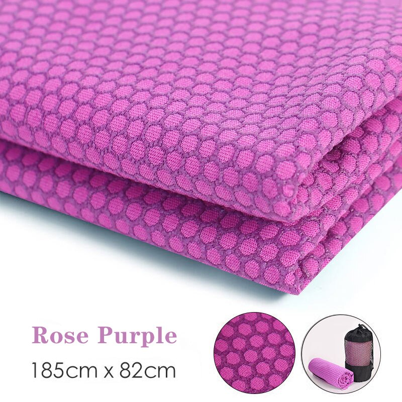 Folding Yoga Mat Cover Portable Yoga Blanket Non-slip Sweat-absorbent Quick Dry Travel Yoga Towel for Fitness Pilates Exercise: Rose Purple C1