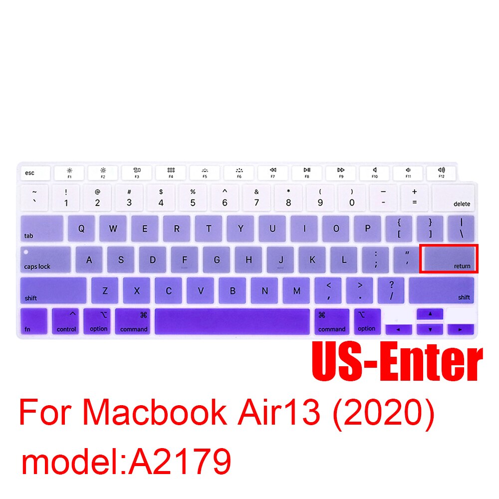 For Macbook Air13 Laptop Keyboard Cover Protective Film Air13.3 A2179 Silicone Keyboard Cover US/EU/JP Color Dust Cases: A2179 US purple plus