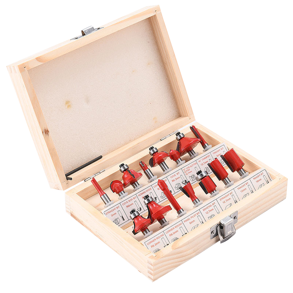 110V/220V Woodworking Electric Trimmer 800W Wood Router Milling Cutter Engraving Slotting Trimming Machine Wood Carving Machine: 15PCS