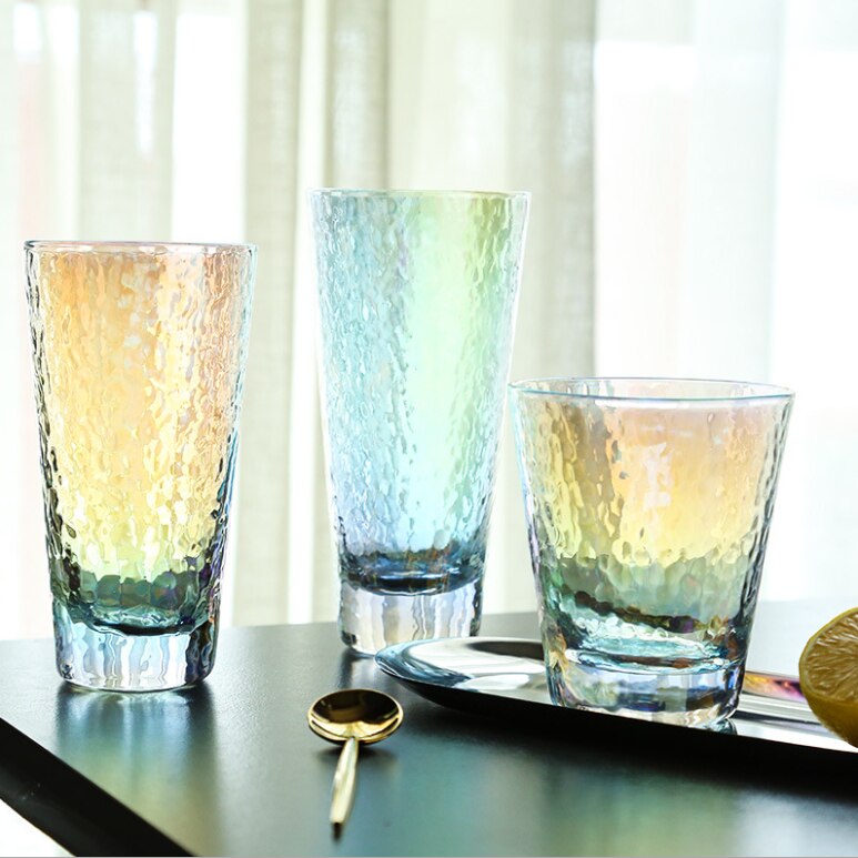 Farverig guldkant glas vandglas vinglas frugtsaft drikkeglas ølglas til drikkevarer til hjemmet