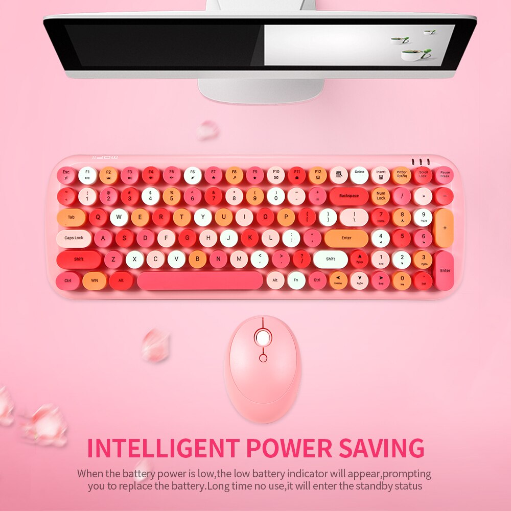 Mofii Candy XR 2.4G Wireless Keyboard Mouse Combo with 100-key Round Keycaps Mixed Color Keyboard 4-key Ergonomic Mouse Green