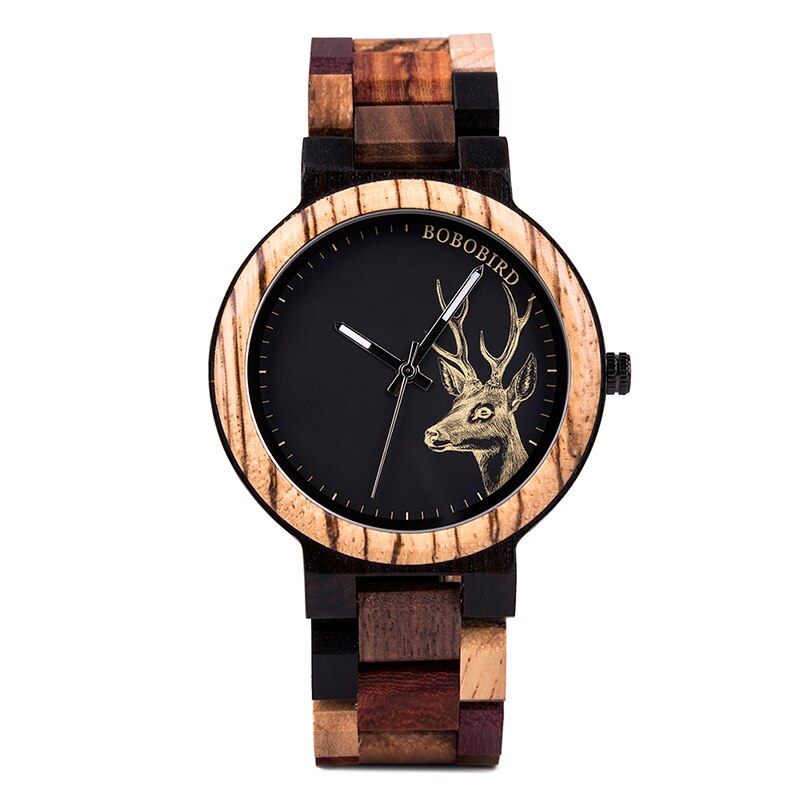 BOBO BIRD Fast Wooden Wristwatch Handmade Date Week Display Clock relogio masculino LED For Birthday Anniversary: P14-2MEN