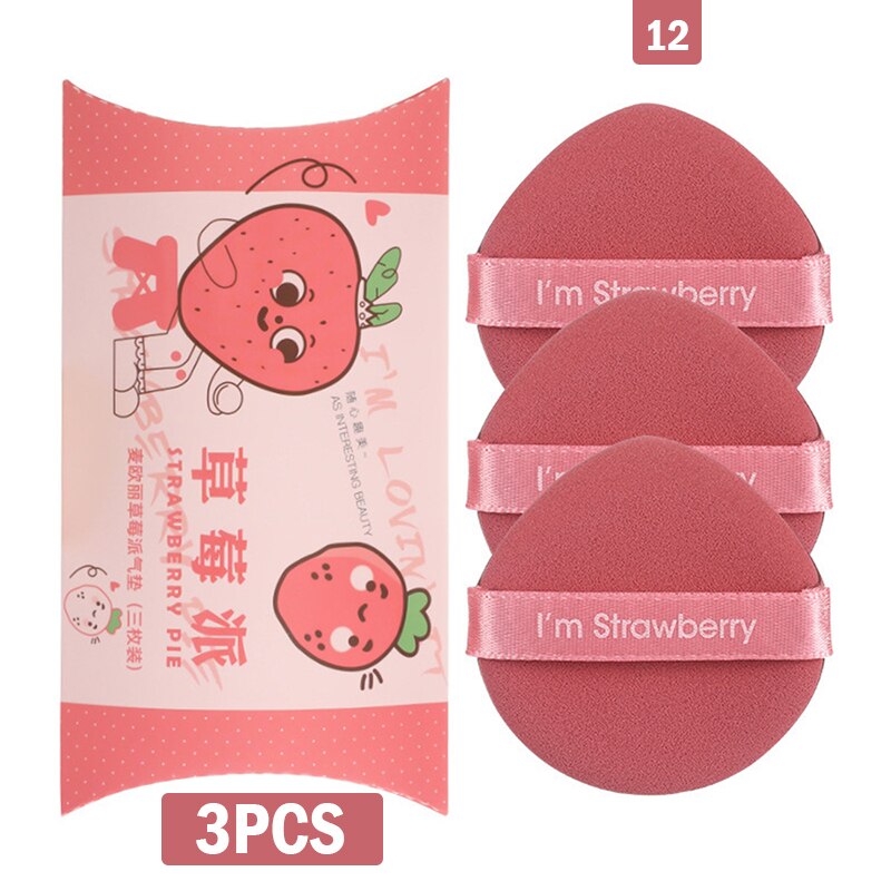 Éponge de maquillage Double face pour femmes, ensemble cosmétique à la fraise, doux, outil de maquillage, 1/3/7 pièces: --N12