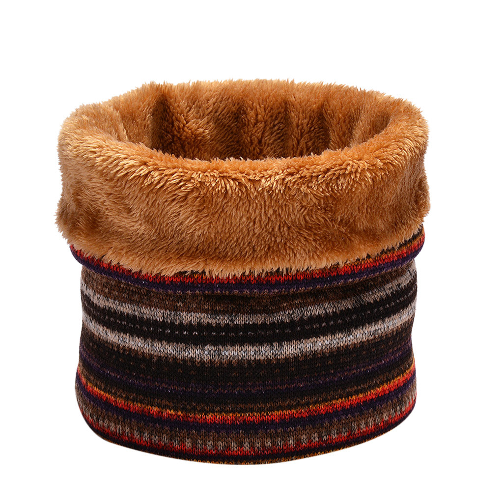 Winter Warm Brushed Knit Neck Warmer Circle Go Out Wrap Cowl Loop Snood Shawl Outdoor Ski Climbing Scarf For Men Women#p3: R