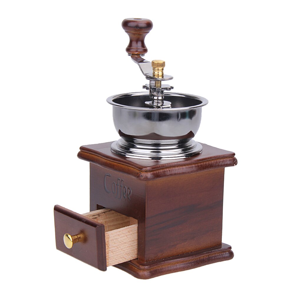 Houten Koffiemolen Delicate Vorm Koffieboon Grinder Handkoffiemolen Rvs Retro Koffie Spice Mini