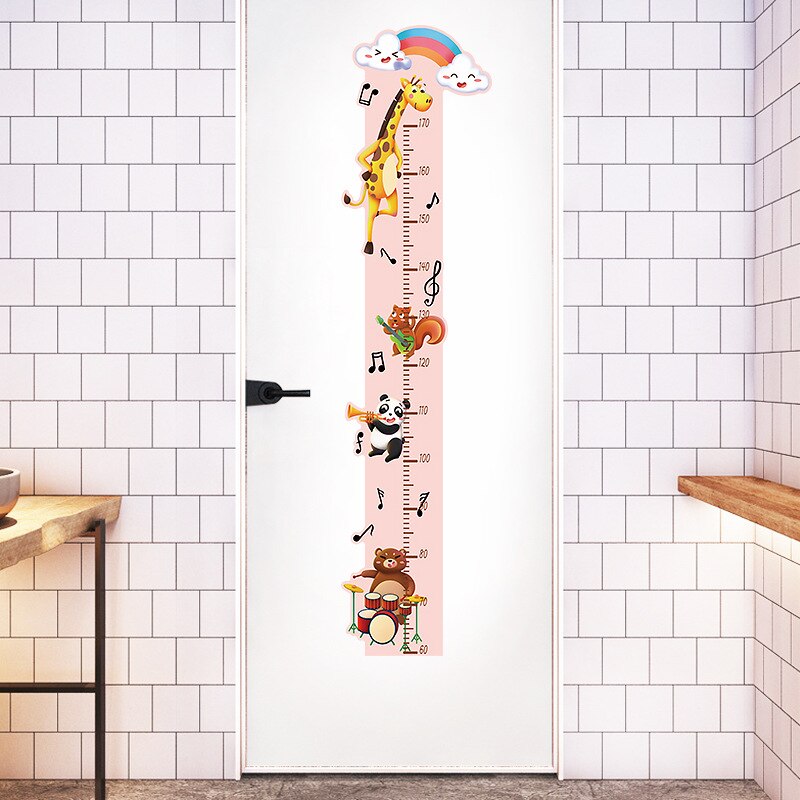 Sød enhjørning abe højde måling wallsticker tegneserie dyr gør-det-selv klistermærker lineal til børn boligindretning vækstdiagram: Regnbuehjorte