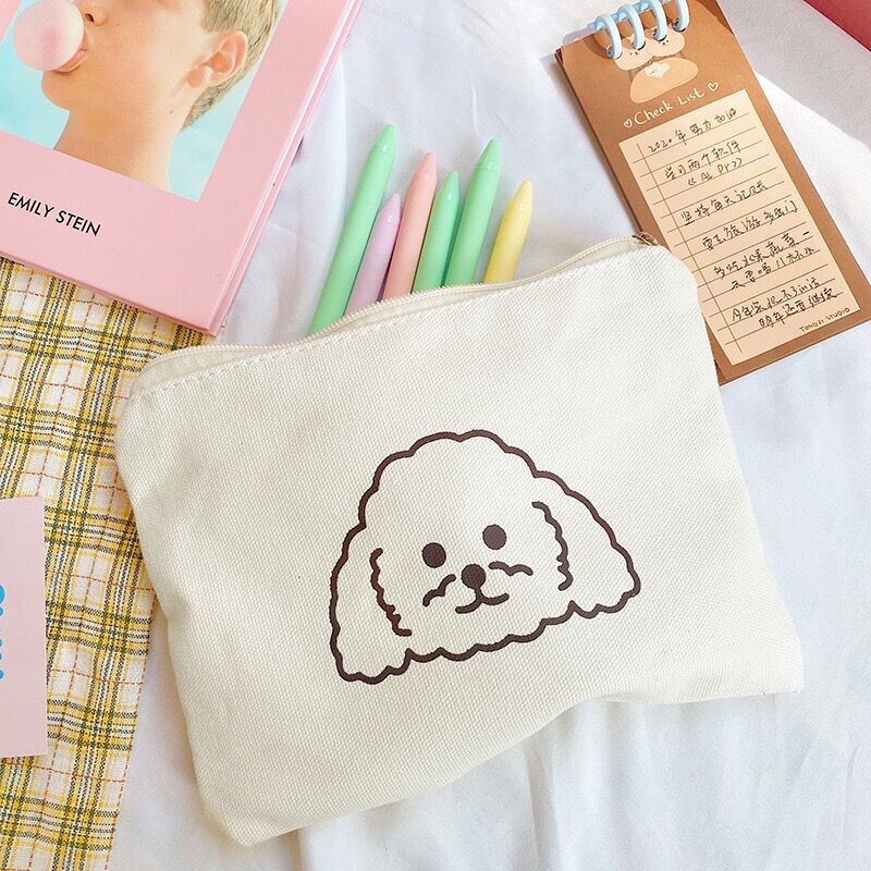 Bentoy milkjoy cão animal impresso compõem sacos de viagem meninas caso cosmético estudante daliy lápis caso lona armazenamento titular sacos