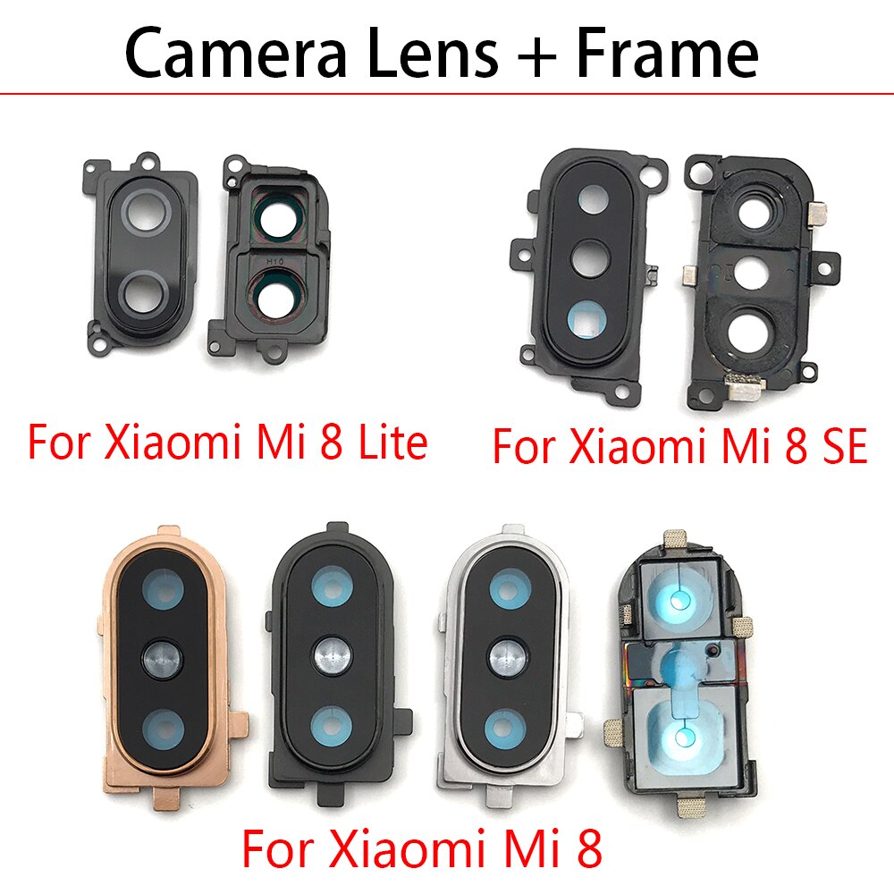 Tylna szyba aparatu dla Xiaomi Mi 6 Mi6 M6 Mi 8 Mi8 Mi 9 Mi9 Lite SE tylna kamera szklany obiektyw z ramką dla Redmi Note 8 Pro