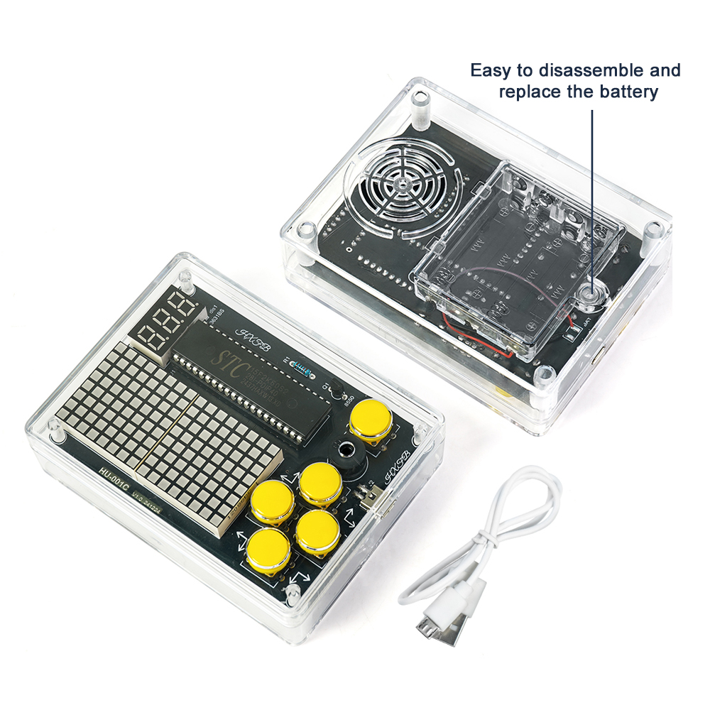 DIY Verbeterde Pixel Game Console Elektronische Kit Rode LED Dot Matrix Digitale Buis Display Soldeerpraktijk Kit Verstelbare USB 5V