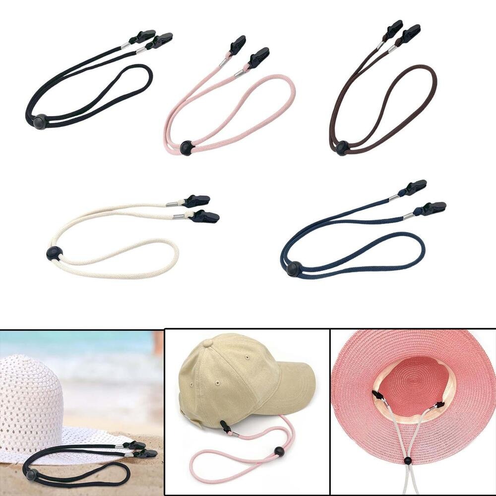 Sombrero elástico de retenedor, cuerda de barbilla, cuerda para montar en bote, Clips de correa para sombrero a prueba de viento, cuerda anticaída, cordón para máscara de viento