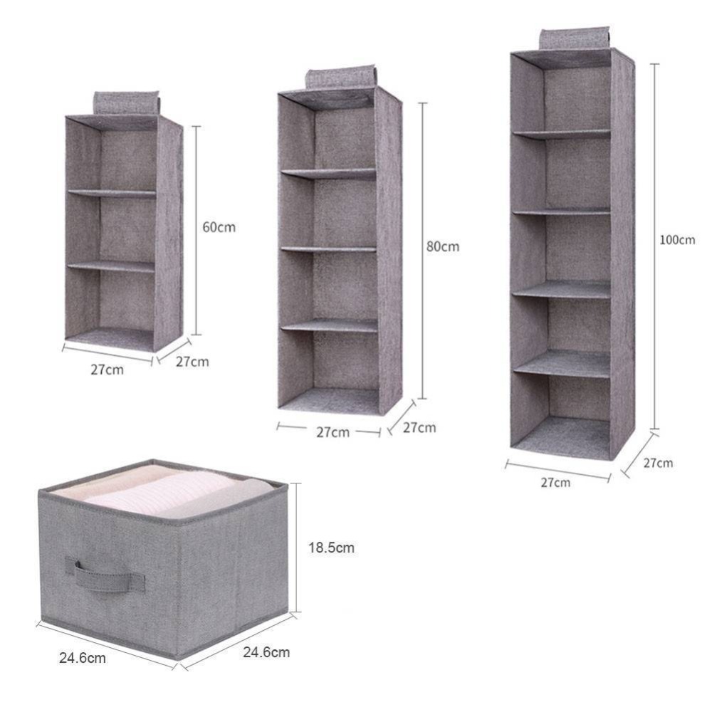 Porte-pochettes en tissu de lin à 5 cellules, organiseur de vêtements, support de garde-robe sac suspendu sac de rangement organisateurs de vêtements