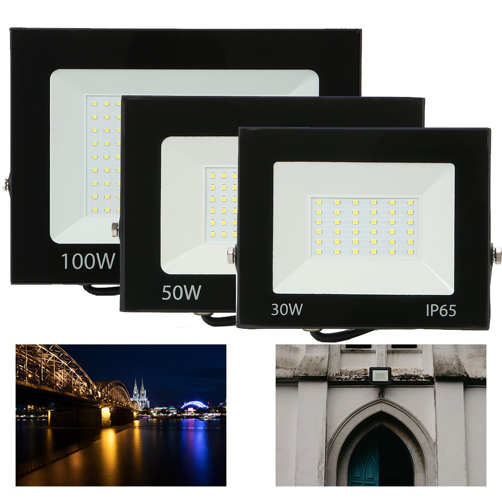 Square AC220V Floodlight LED 10W 30W 50W 100W Reflector LED Flood Light Waterproof IP65 Spotlight Wall Garden Outdoor Lighting